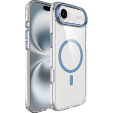 Rengareng iPhone 17 Air Kılıf M-Safe Şarj Özellikli Airbagli Kamera Standlı Zore Azor Kapak - Lacivert