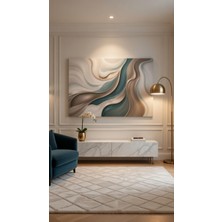 Safir Design Büyük Boy Soyut Dalga Tasarımlı Kanvas Antrasit ve Altın Işıltılı Estetik Tablo