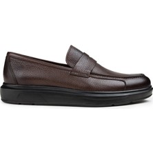 Deery Kahverengi Deri Comfort Erkek Loafer Ayakkabı Poliüretan Taban İle Şık Tasarım
