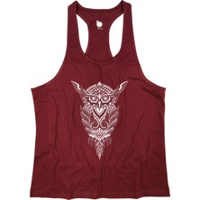 Bluu Owl Bordo Fitness Gym Tank Top Sporcu Atleti Nefes Alabilir Kumaş ile Konforlu Kullanım