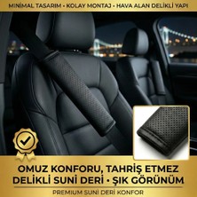 Valente Lusso Essenza Serisi Perfore Deri Araç Emniyet Kemeri Pedi - Nefes Alan Doku & Terletmez (2'li Set)