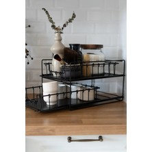 Dekorz Dükkan Iki Katlı Metal Çekmeceli Organizer (Siyah Renk)