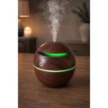 İbico Yuvarlak Ahşap Görünümlü Type-C Kablolu Hava Nemlendirici – Işıklı & Buhar Makinesi & Koku Giderici