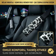 Valente Lusso Irbis Serisi Kar Leoparı Desenli Araç Emniyet Kemeri Pedi - Kıyafet Koruyucu (2'li Set)
