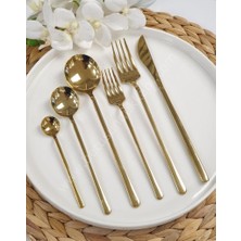 Acar Milano 36 Parça Gold Paslanmaz Çelik Çatal Bıçak Kaşık Takımı 6 Kişilik