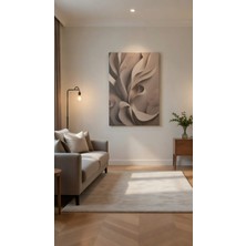 Safir Design Lüks Soyut Akışkan Formlar Kanvas Tablo Modern Vizon ve Antrasit Seri