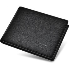 Laorentou Kartlık Bölmeli Erkek Cüzdan Hakiki Deri Siyah Minimalist Stil Hediye Seçeneği