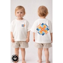 Miniel Unisex Bebek Bisiklet Yaka Summer Vibes Baskılı %100 Pamuklu Oversize T-Shirt