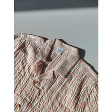 Bandiwa Gulian Erkek Bebek Kısa Kollu Çizgili Gömlek - Ekru Turuncu