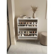 Macco Mobilya 2 Bölmeli Raflı Ayakkabılık - Double Düşer Kapaklı Modern Antre Düzenleyici