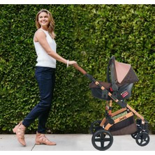 Joell Truva Travel Sistem Bebek Arabası - Katlanabilen 15 kg Taşıma Kapasitesi Gold Kahve