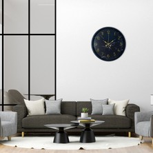 Zentime Siyah Mermer Desenli Görünümlü 36 cm Duvar Saati