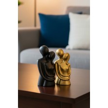 Craft 3d Atölye Dekoratif Minyatür Sarılan Sevgili Biblo(Gold Ve Siyah) Iki Adet  Paketi İle Beraber)