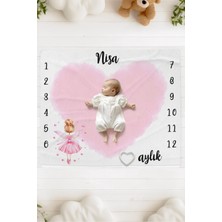 Lilabio %100 Pamuk Isme Özel Bebek Fotoğraf Çekim Anı Örtüsü (120X100 Cm) Peri Kızı