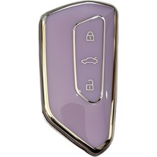 Autohan Keys Nano Anahtar Kılıfı Golf 8, Caddy, Leon Cupra, Formentor Için Uyumlu, Lila Gümüş Renk
