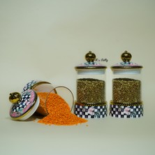 Miss Betty Paradise 3'lü Cam Porselen Düz Kavanoz Takımı