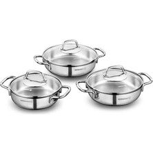 Korkmaz Perla 6 Parça Çelik Omlet Seti Gümüş Renk 20 cm Ebatlı Şık Tasarım