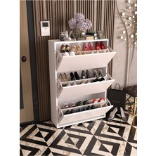 Macco Mobilya 3 Bölmeli Raflı Ayakkabılık - Düşer Kapaklı Modern Antre Düzenleyici