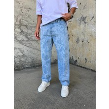Difransel Jeans Erkek Urban Style Lazer Baskılı Baggy Jean