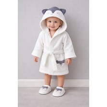 Bebitof My Baby Kumsal % 100 Pamuk 0 - 24 Ay  Bornoz Seti Sevimli Tilki Desen Kutulu 30045