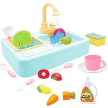 Kayyum Oyuncak Mavi Pilli Mutfak Lavabo Seti 25 Parça 2 - 4 Yaş Evcilik Oyunu