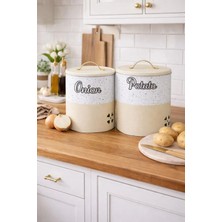 Decorev Pat. Metal Krem Soğan Kovası DC-6755 20 x 26 cm Geniş Kapasite ile Şık Mutfak Çözümü