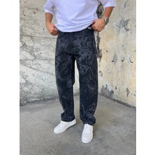 Difransel Jeans Erkek Urban Style Lazer Baskılı Baggy Jean
