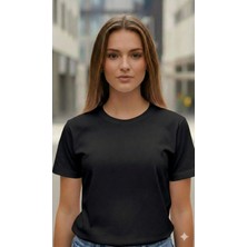 Elif Tarakçı Butik %100 Pamuklu Siyah Tişört