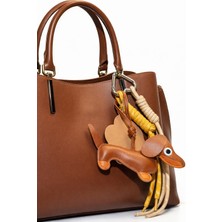 Home Sevimli Köpek Figürlü Deri Çanta Charmı-Premium Tasarım Anahtarlık