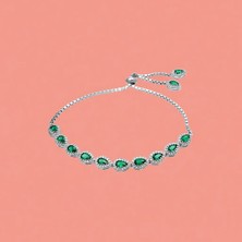 Byes 925 Ayar Gümüş Zirkon Taşlı Damla Bileklik Kadın Kullanıcılar İçin Şık Tasarım