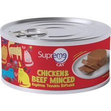 Supreme Cat Tavuklu ve Biftekli Kıyılmış Yetişkin Konserve Kedi Maması 85gr