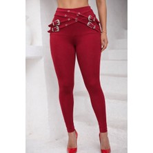 Aesco Kadın Yüksek Bel Önden Çapraz Kuş Göz Detaylı Dalgıç Tayt