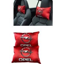 Tusba Market Opel Logolu Kırmızı Araç Seyahat Boyun Yastığı 2’li Set – Konforlu ve Şık