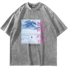 Sekizbiraltı But Why Baskılı Oversize Unisex Yıkamalı Beyaz Tshirt