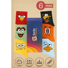 Esinti 6 Çift Uzun Pamuklu Renkli Desenli Çorap –unisex Kadın Erkek Çorap Seti (Kutulu)