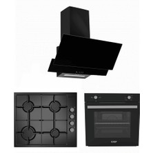 Exep Basic Eğik Siyah 3 Lü Ankastre Set ED401-EO330-EF200 A Enerji Sınıfı Modern Tasarım