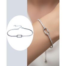 Keskin Gümüş Gümüş Su Yolu Ataç Tifany Tenıs Tasarım Kadın Bileklik Sevgililer Günü Hediye