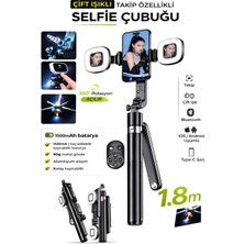 Deanb 1500 Mah LED Işıklı 180 cm Takip Özellikli Gimbal Tripod Selfie Çubuğu Bluetooth Kumandalı