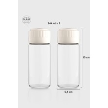 Renga Hibrit 244 ml Bej Kapaklı 2'li Cam Baharatlık Seti 161005