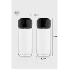 Renga Hibrit 244 ml Siyah Kapaklı 2'li Cam Baharatlık Seti 161005