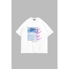 Sekizbiraltı But Why Baskılı Oversize Unisex Beyaz Tshirt