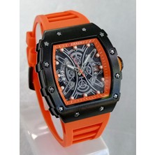 Curren Silikon-Plastik Kordonlu, Takvimli, Turuncu Kordon ve Kadran, Su Geçirmez, 2 Yıl Garantili Erkek Kol Saati