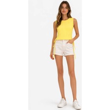 Edoy Yandan Ipli Crop Bağcıklı %100 Pamuklu Büzmeli Kız Atlet