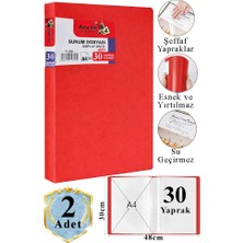 Artlantis Kırmızı Sunum Dosyası 30 Lu 2 Adet Poşet Dosyalı Katalog Dosyası 30 Poşetli Kendinden Dosya Plastik Kapaklı