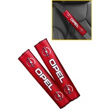 Tusba Market Opel Logolu Kırmızı Dijital Baskılı Emniyet Kemer Pedi | 2’li Konforlu Araç Kemer Kılıf Seti