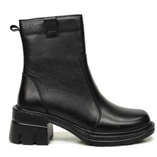 Kadın Hakiki Deri Topuklu Fermuarlı Bot