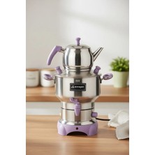 Armağan Elit Elektrikli Semaver - 4,5 Litre - Lila Aksam - 430 Kalite Paslanmaz Çelik