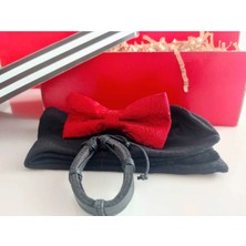 Erkek Hediye Seti Klasik Şıklık 3 : Desenli Papyon, Çorap ve Deri Bileklik