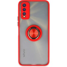 Bucuks Mey Ithalat®  Vivo Y11S Kılıf Montreal Yüzüklü Silikon Kapak - Kırmızı