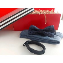 Erkek Hediye Seti Modern Şıklık 11 : Desenli Papyon, Çorap ve Deri Bileklik